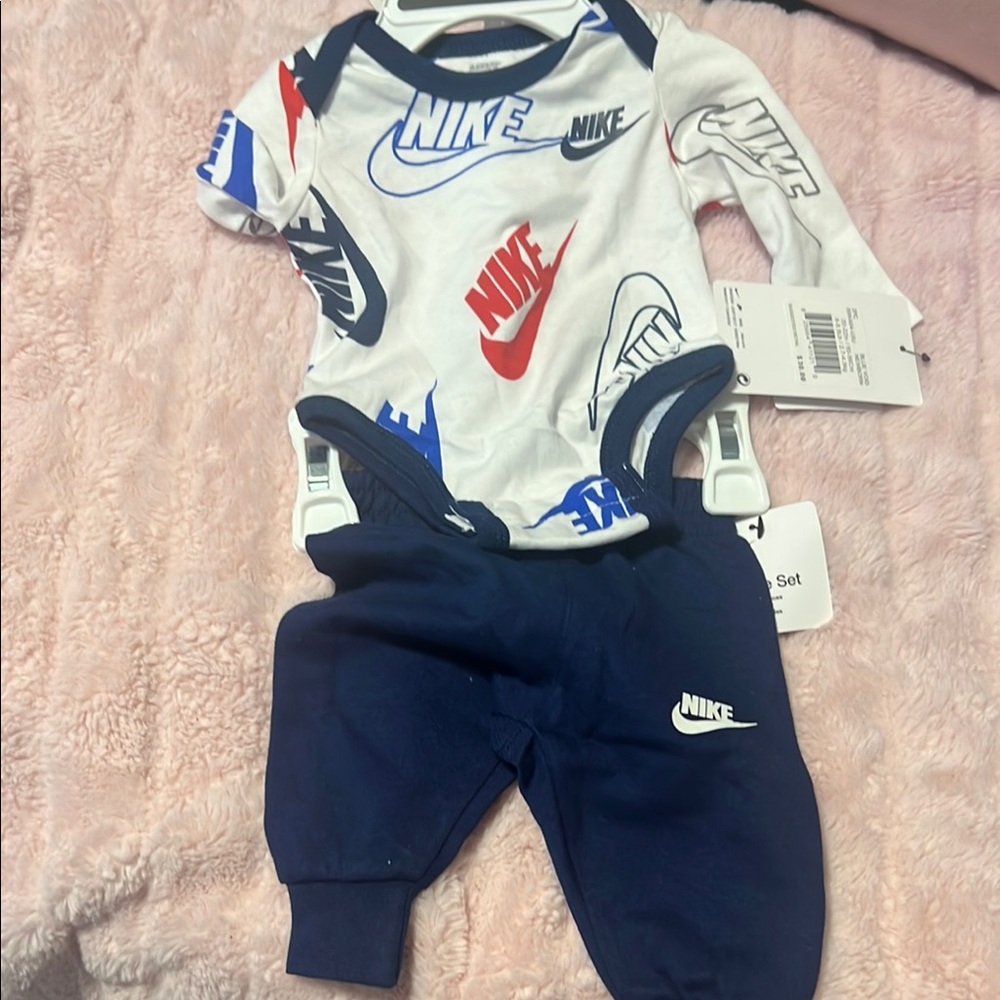 Nike Infant Set with White and Blue Bodysuit